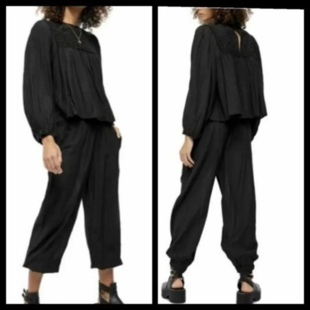 Free People Valencia 2-Piece Sheer Set Black - Small NWT